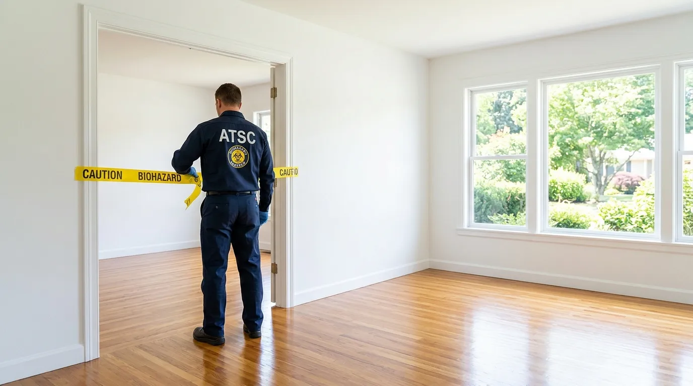 Certified biohazard cleanup crew performing Trauma Scene Cleanup in Weston